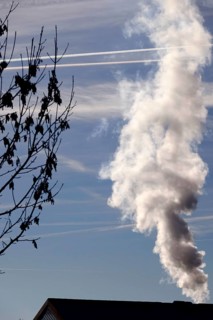 Waste gases from a heating system in winter, Germany