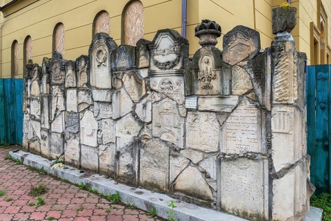 Wall of Memory, constructing fragments of destroyed tombstones, Jewish cemetery, since 1866,