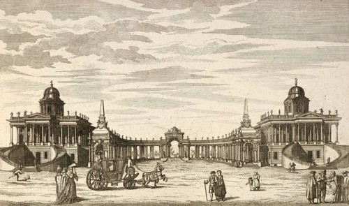 The round colonade in the main avenue between Sanssoucy, Sanssouci and the new royal palace, around