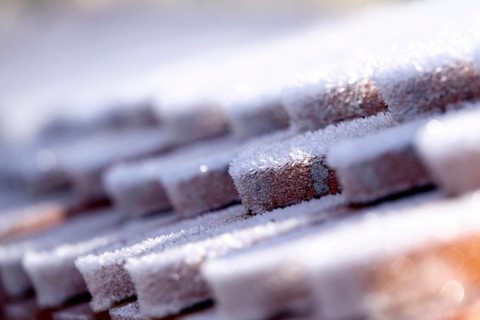 Hoarfrost, roof tiles, wintertime, Germany