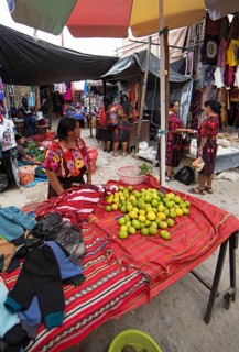 Mayan woman wearing traditional clothes at the market in Chichicastenango, Highlands, El Quiché
