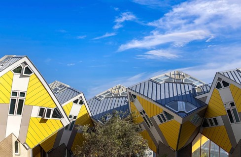Holland, Cube Houses, a set of innovative hexagonal architecture in Rotterdam