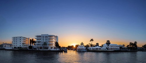 Private yachts and sailboats in Fort Lauderdale canals in Florida