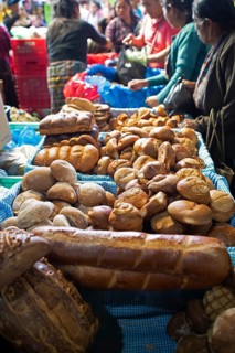 Traditional Guatemalan bread on the market in Sololá, Highlands, Sololá Department, Guatemala