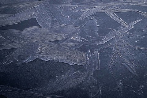 Crystal-like ice structures, frozen lake, Finland