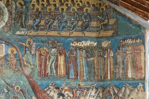 Detail of the Last Judgment wall frescoes at the Vorone? monastery church, 1547, Vorone?, Romania