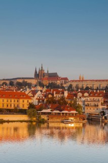 Prague, Czech Republic, Eastern Europe. Historic city of Prague from across Charles Bridge