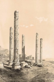 Ruins of Persepolis, Iran, authentic, digitally restored reproduction from a 19th century model by