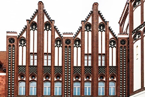 Post office, neo-gothic brick building, 1903, Gliwice, Poland