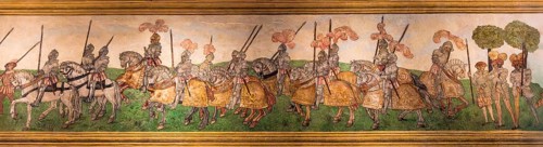 Ceiling fresco with knights, Wawel Royal Castle, former residence and seat of government of the