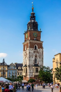 Town Hall Tower on Rynek, rest of the town hall built in the 13th century, Rynek with Cloth Halls,