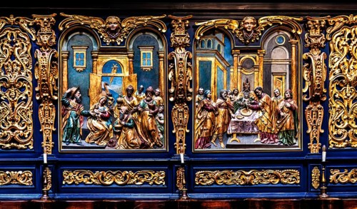 Choir stalls, St. Mary's Church, 14th century, Krakow, Poland