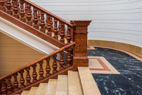 Restored staircase, interior design in the Museum of Communication on Leipziger Straße in Berlin