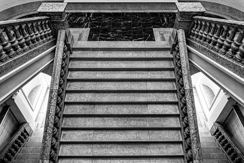 Black and white photography, interior design at the Museum of Communication on Leipziger Straße in