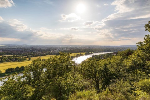 View of Dresden and the Elbe from Agneshöhe, Pappritz, Dresden, Saxony, Germany