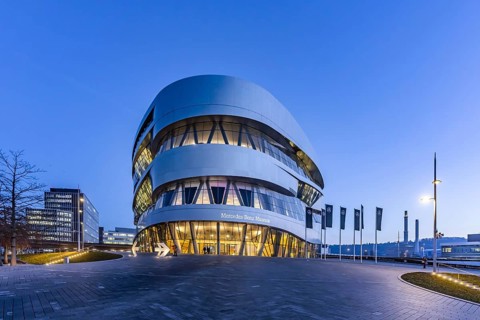 The Mercedes-Benz Museum in Stuttgart presents a journey through the automotive history of the