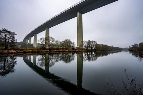 The Mintarder Ruhr Valley Bridge, A52 motorway bridge between Essen and Düsseldorf, longest steel