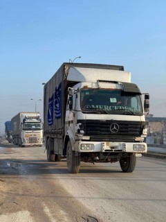 In Aleppo, Syria on January 25, 2026, a 24-vehicle humanitarian aid convoy, carrying UN relief
