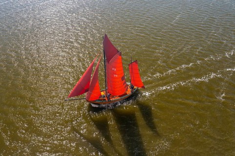 Zeesenboot, Zeesboot, Zeeskahn, traditional wooden wide-hulled sailing boat, Haffboot in