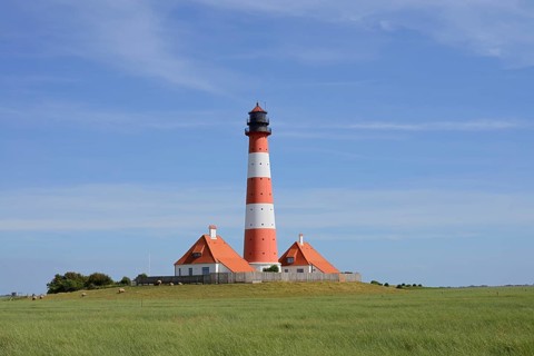 Westerheversand lighthouse, Westerhever, Eiderstedt Peninsula, North Frisia, Schleswig-Holstein,