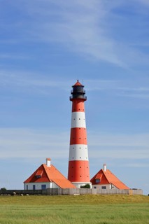 Westerheversand lighthouse, Westerhever, Eiderstedt Peninsula, North Frisia, Schleswig-Holstein,