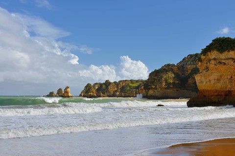 Rocky coast, Praia Dona Ana, Lagos, Algarve, Portugal