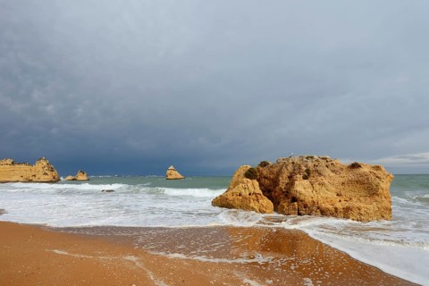 Rocks on the beach, Praia Dona Ana, Lagos, Algarve, Portugal