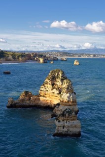 Rock formations on the coast, Praia do Camilo, Lagos, Algarve, Portugal
