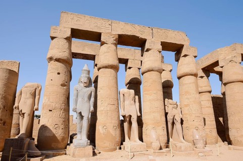 Colonnade and statues, Luxor Temple, Luxor, Egypt