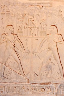 Relief of Sema-taui symbol, Luxor Temple, Luxor, Egypt