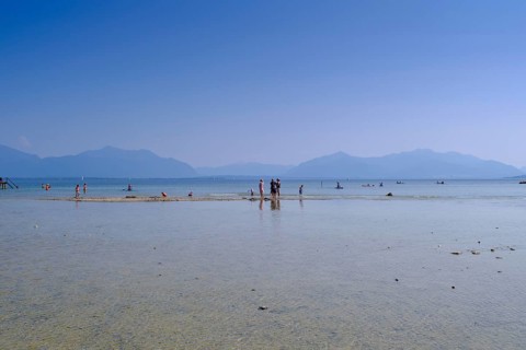 Seebad, Freibad, Strandbad, Seebruck am Chiemsee, Chiemgau, Upper Bavaria, Bavaria, Germany