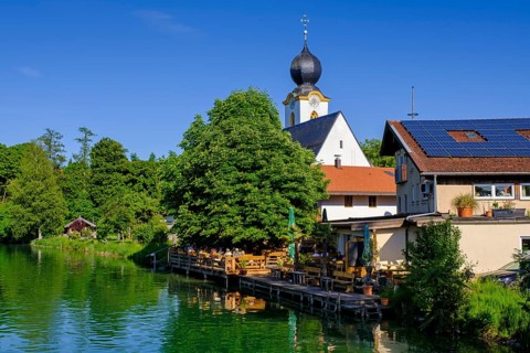 Alzbad, Flussschwimmbad an der Alz, Truchtlaching, Chiemgau, Upper Bavaria, Bavaria, Germany