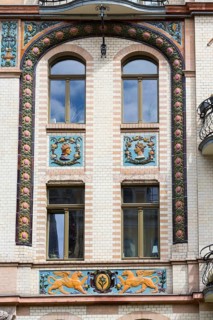 Majolica houses by architect Reinhold Siebert, richly decorated town houses in early Art Nouveau,