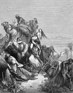 The sons of Benjamin rob the daughters of Silu, every Benjaminite takes one of the dancing woman,