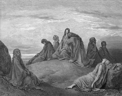 The daughter of Jephthah with her playmates, she goes into the mountains and lamented her fate of