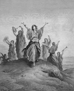 Jephthah's daughter goes to meet her father, return of the victorious Jephthah to Mizpah, Bible,