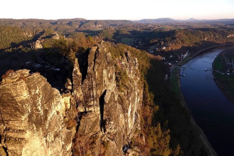 Elbe Sandstone Mountains, bastion area, winter, Saxony, Germany