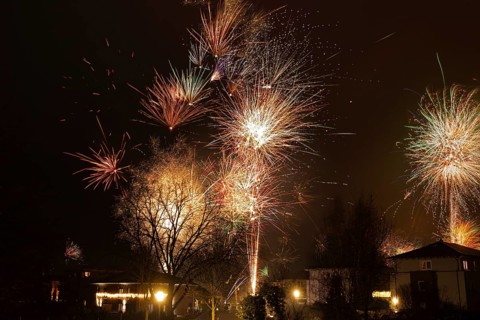 New Year's Eve fireworks, Lüneburg, Lower Saxony, Germany