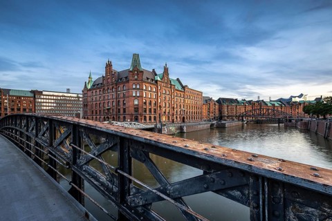 Bridges with warehouses in Hamburg's Speicherstadt, Hamburg, Germany