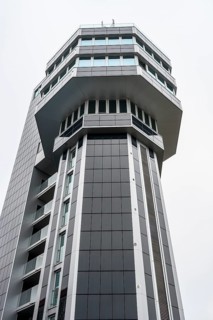 Modern architecture, geometric lines, former water tower of the Radolfzell dairy plant, converted
