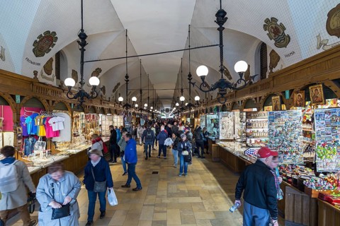Cloth halls with souvenir shops, Krakow, Poland