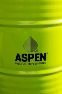 Close-up of Aspen 52.8 gallon gas fuel drum for professionals for filling up small 2 stroke engine