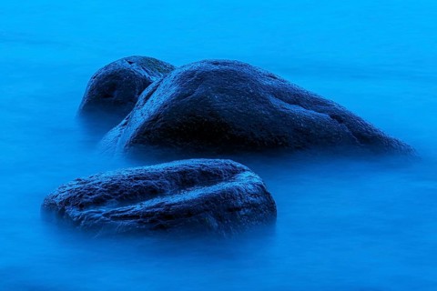 Blue hour on the chalk coast on Rügen, Jasmund, Lohme, Mecklenburg-Western Pomerania, Germany