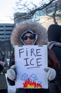Detroit, Michigan USA - 24 January 2026 - A solidarity rally with Minneapolis residents protesting