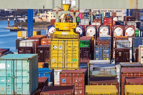 The port of Mannheim is one of the most important inland ports in Europe. The harbor basins stretch