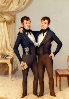 Chang and Eng Bunker, 1811–1874, known as the Siamese Twins, digitally edited