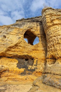 Klusfelsen, sandstone rock formation in Goslar near Halberstadt on the edge of the Harz Mountains,
