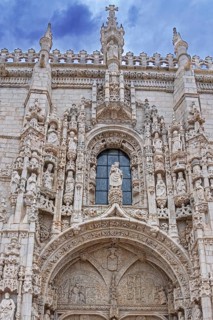 Ornate south portal of the Hieronymites Monastery / Mosteiro dos Jerónimos in Manueline style in