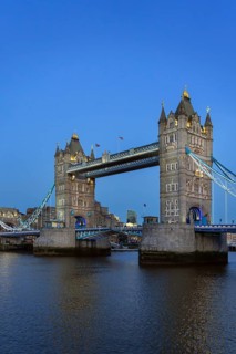 19th century Tower Bridge, neo-Gothic bascule / suspension bridge crossing the River Thames in the
