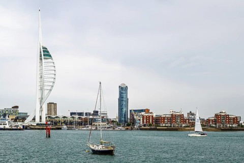 Portsmouth Harbour over Spinnaker Tower, Portsmouth, Gosport, England, United Kingdom